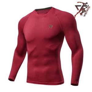 Men Long Sleeve Compression Shirt Red
