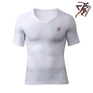Men Short Sleeve Compression Shirt White