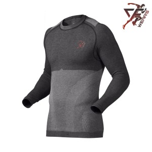Men Long Sleeve Compression Shirt Grey